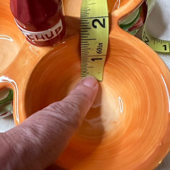 New Pacific Vintage Cheeseburger Tri-Server Condiment Dish w/Ketchup Bottle Knob - Picture 14 of 14